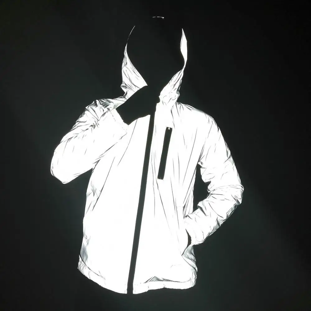 2023 New Women Reflective Jacket Men Girls Light Glowing Coat Boys Hip Hop Streetwear Skateboard Waterproof Outwear Hoodies