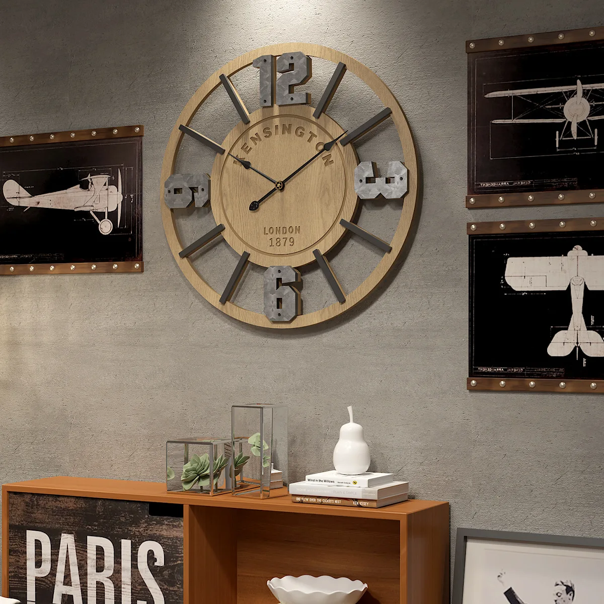 Best Selling Watch Creative Wooden Fashion Hanging Clock Living Room Study Watch Antique Mute Clock