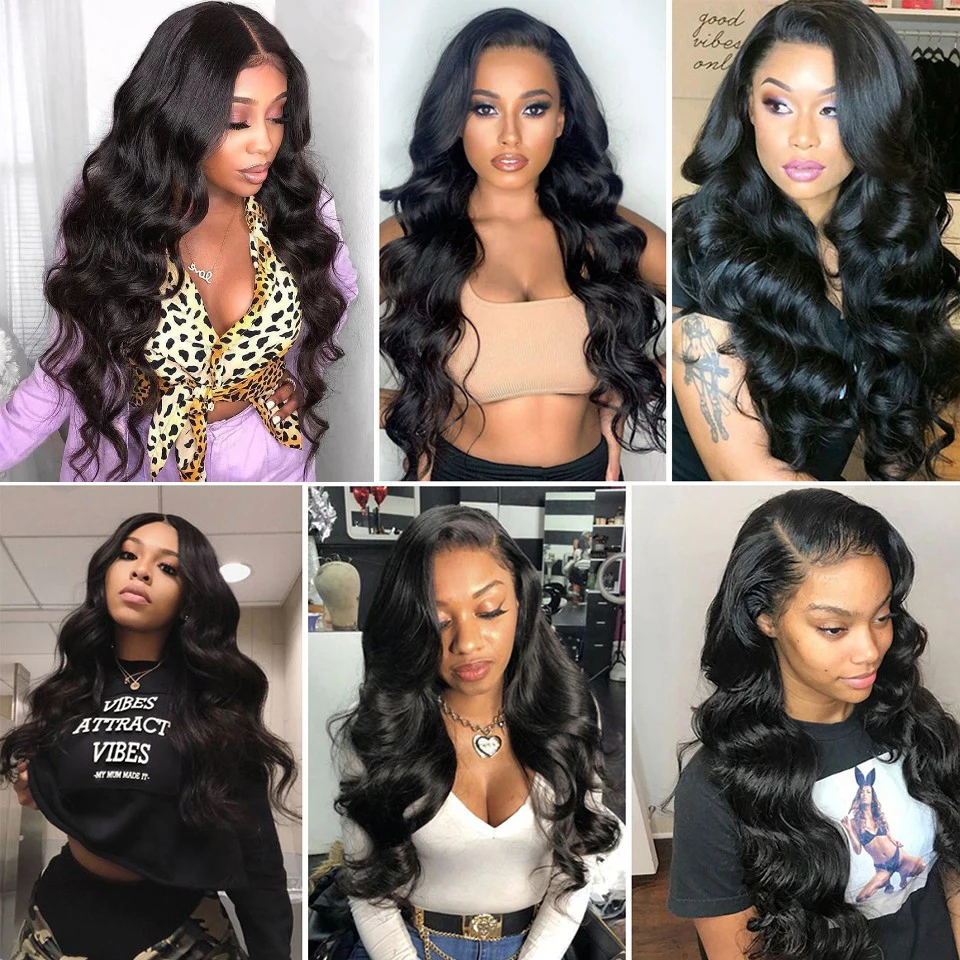 Aircabin 8 to 30 Inch Body Wave Lace Front Wig 13x4 Transparent Lace Frontal Wig 100% Human Hair Wigs For Black Women and Girls