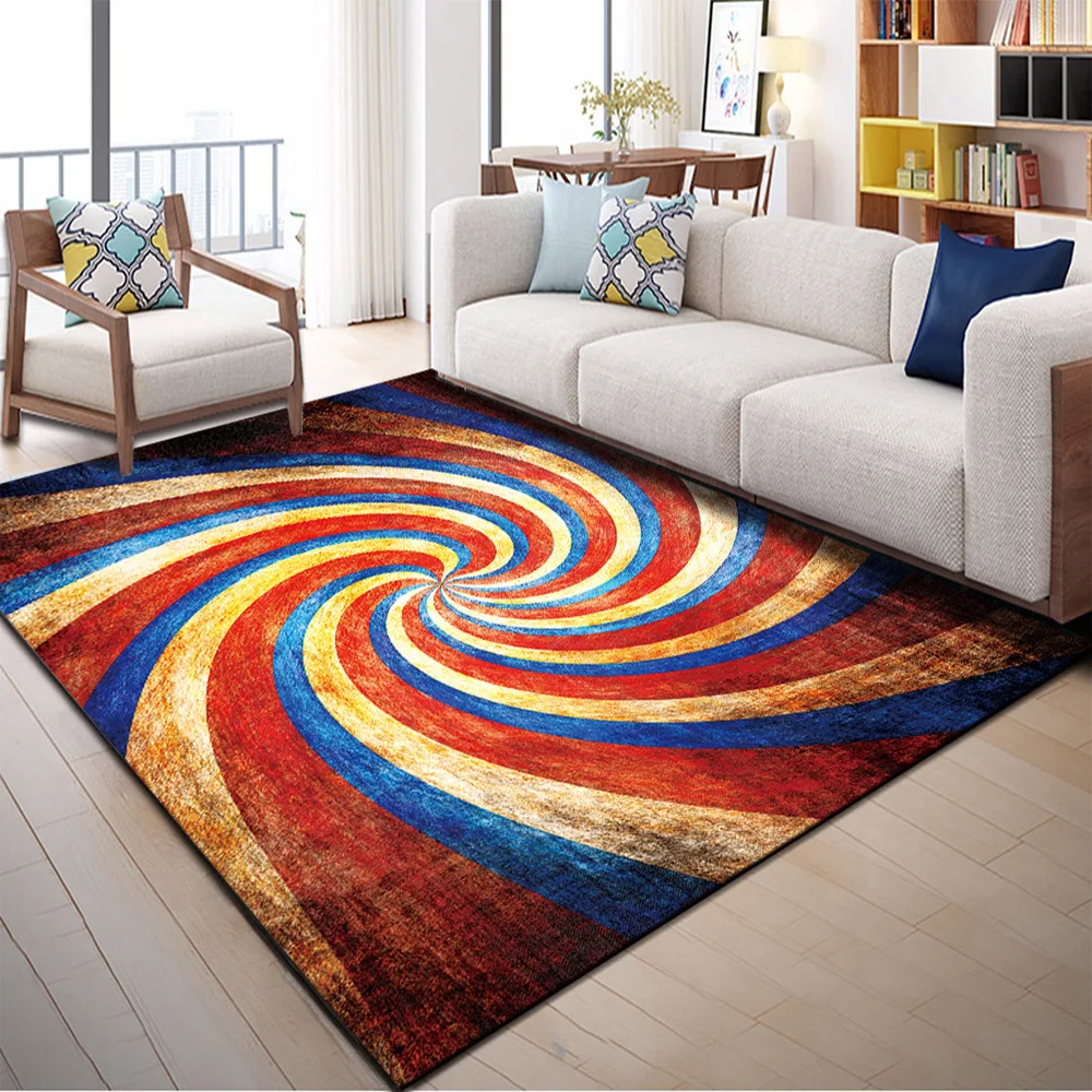 

3D Geometric Anti-slip Big Carpets for Living Room Home Indoor Printed Decor Area Rugs Bedroom Bedside Bay Window Sofa Floor Mat