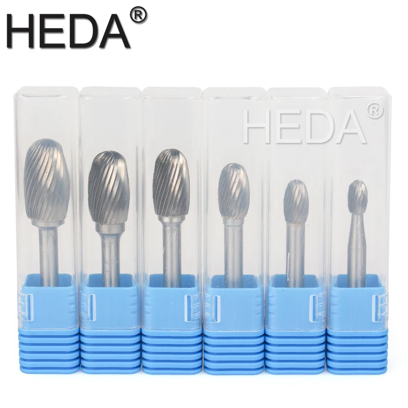 E-series 6Pcs fresa in carburo di tungsteno fresa per File rotante officina utensili a mano Set teste per utensili per incisione per rettifica intaglio del legno in metallo