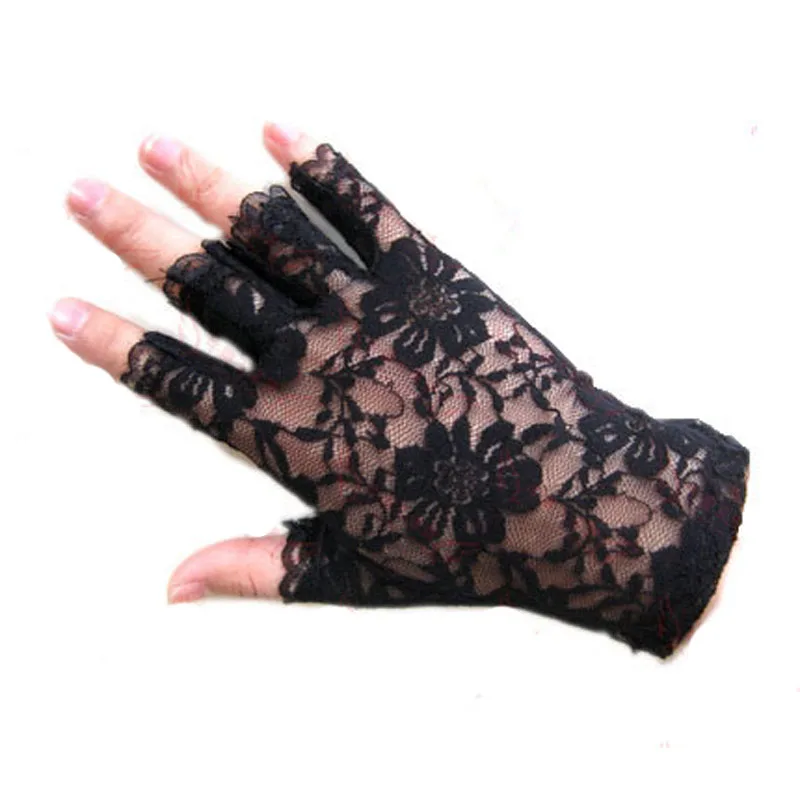 Gants de cosplay demi-doigt courts en dentelle pour femmes, livraison gratuite, nouvelle version coréenne, gants de scène pour femmes, protection solaire