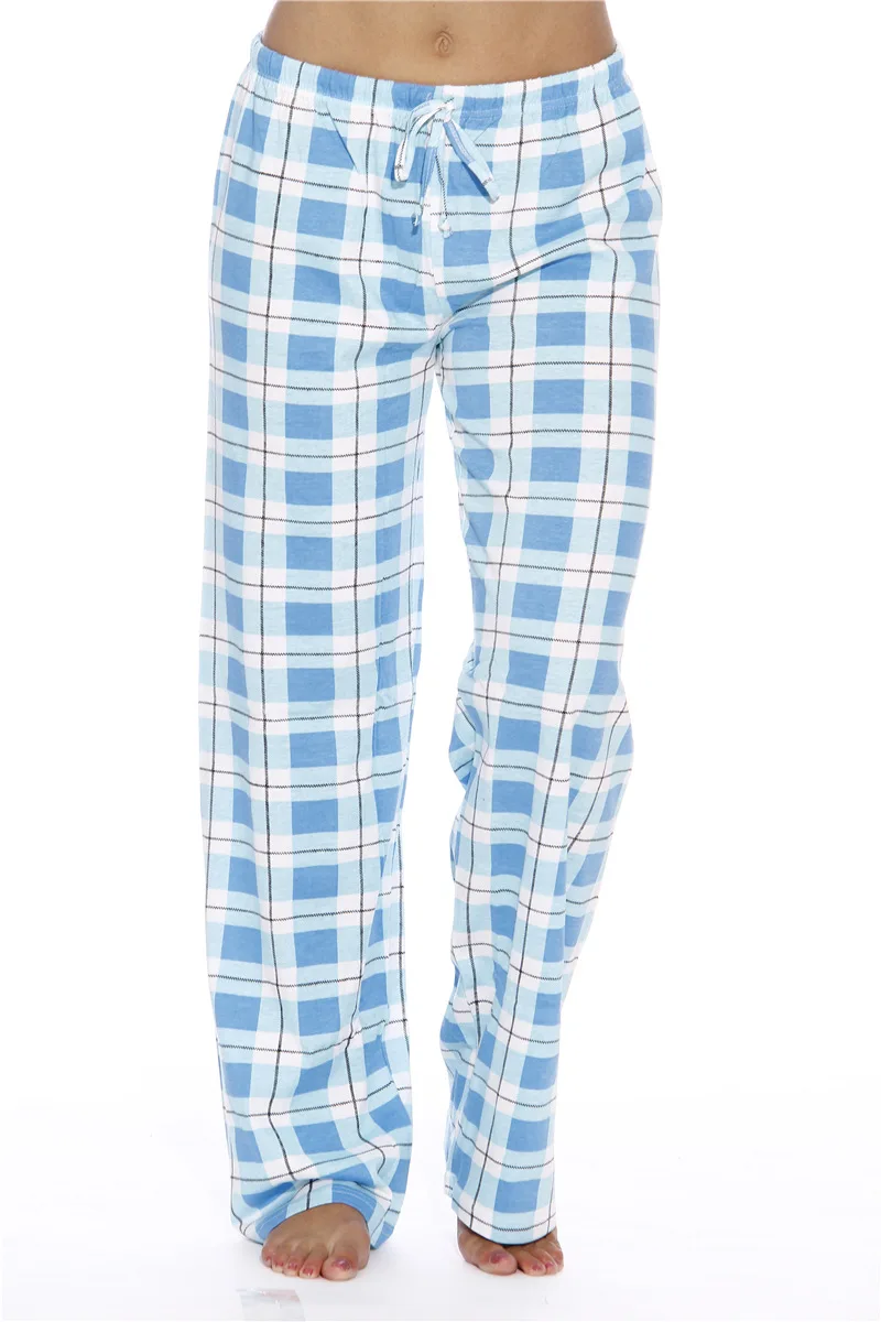 Casual Women Pants Check Tartan Cotton Blend Plaids Print Nightwear Pyjama Bottom Loose Lounge Pants