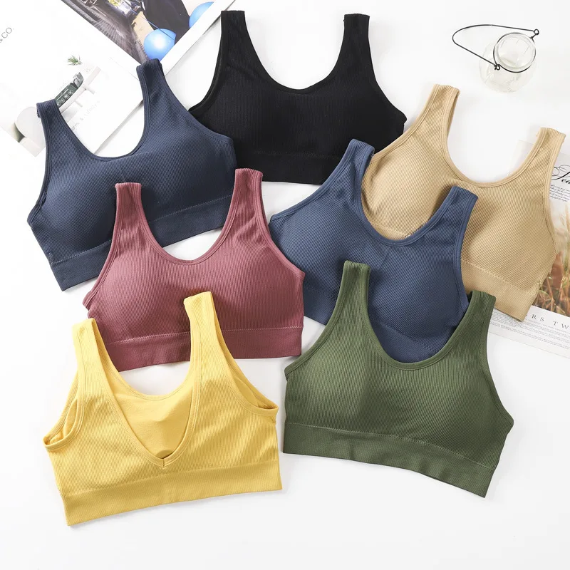 Women\'s Cotton Underwear Tube Tops Sexy Solid Color Top Fashion Push Up Comfort Bra Female Sports Tank Up Female Crop Top