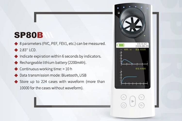 2021NEWEST Spirometer  Handheld Digital Peak Flow Meter Lung Volume function Bluetooth Tester + FREE Mouthpiece