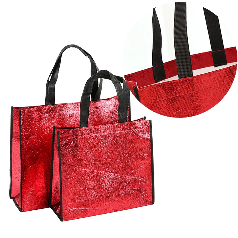 S/L Size Laser Shopping Bag Foldable Eco Bag Large Reusable Shopping Bag Tote Waterproof Fabric Non-woven Bag No Zipper