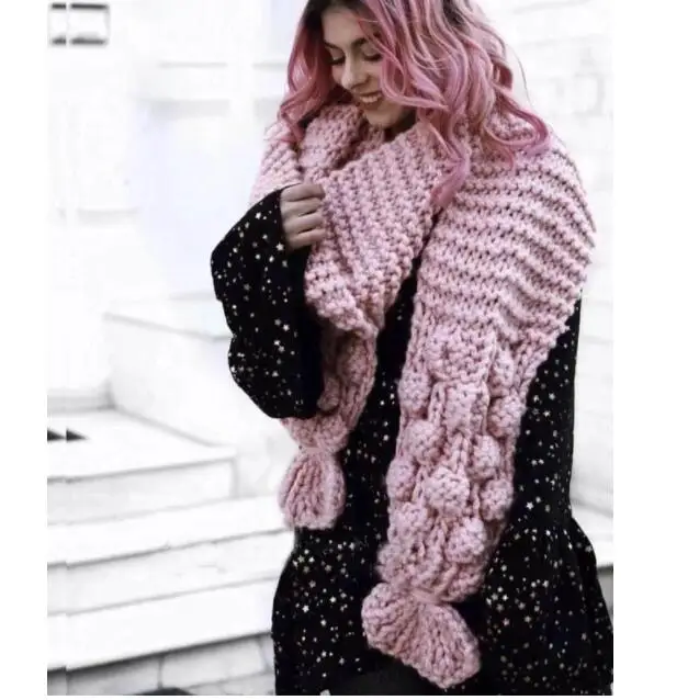 Fashion women scarf Korean wool female student long thick warm knitting winter red black Pink scarf