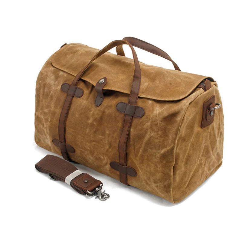 Gewaxt Canvas Bagage Tas Grote Capaciteit Crossbody Tas Reizen Weekend Tas Voor Mannen Zakenreis Duffel Tote Tas