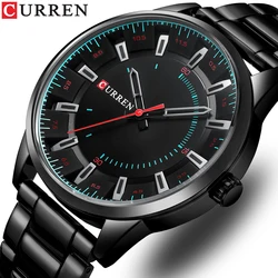 CURREN Top Luxury Brand Stainless Steel Bands Casual Business Black Men Quartz Wristwatch Simple Watches for Men