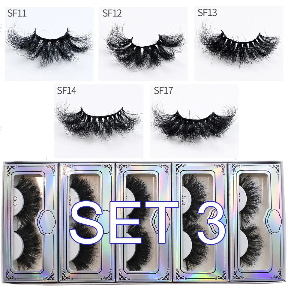 10/30/50 Pairs 25mm Mink Lashes Wholesale Fluffy Messy Long Mink Eyelashes Makeup