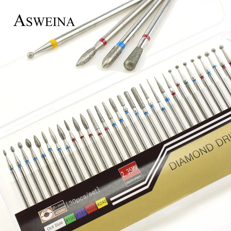 

ASWEINA 30pc/set Diamond Nail Drill Bit Electric Apparatus for Manicure Machine Accessories Nail File Dead Skin Removal Tools