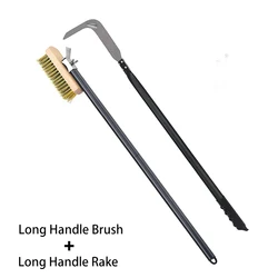 SHANGPEIXUAN 43 inch Long Handle Pizza Oven Copper Brush Scraper Grill Brass Professional Cleaning Brush with Aluminium Handle