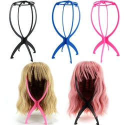 1Pc Colorful Ajustable Mannequin Wig Stands Foldable Wig Head Stand Flexible Plastic Wig Holder Support For Wigs Drying Display