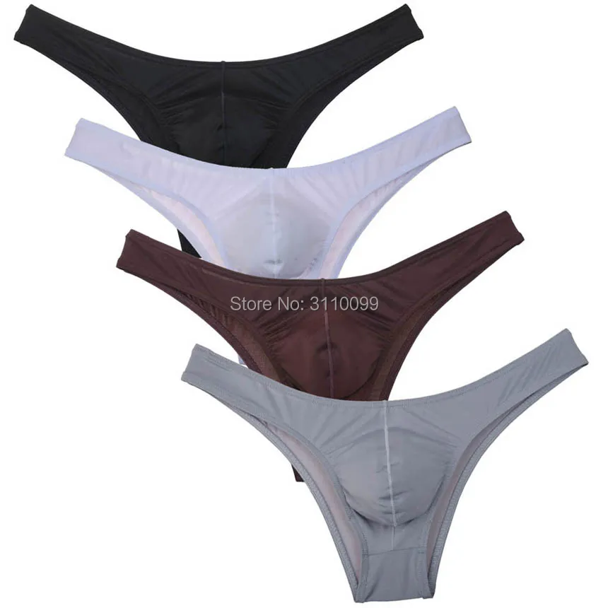 

Men's Ice Silk Daily Bikini Smooth Elastic Briefs Classics Bulge Pouch Underwear