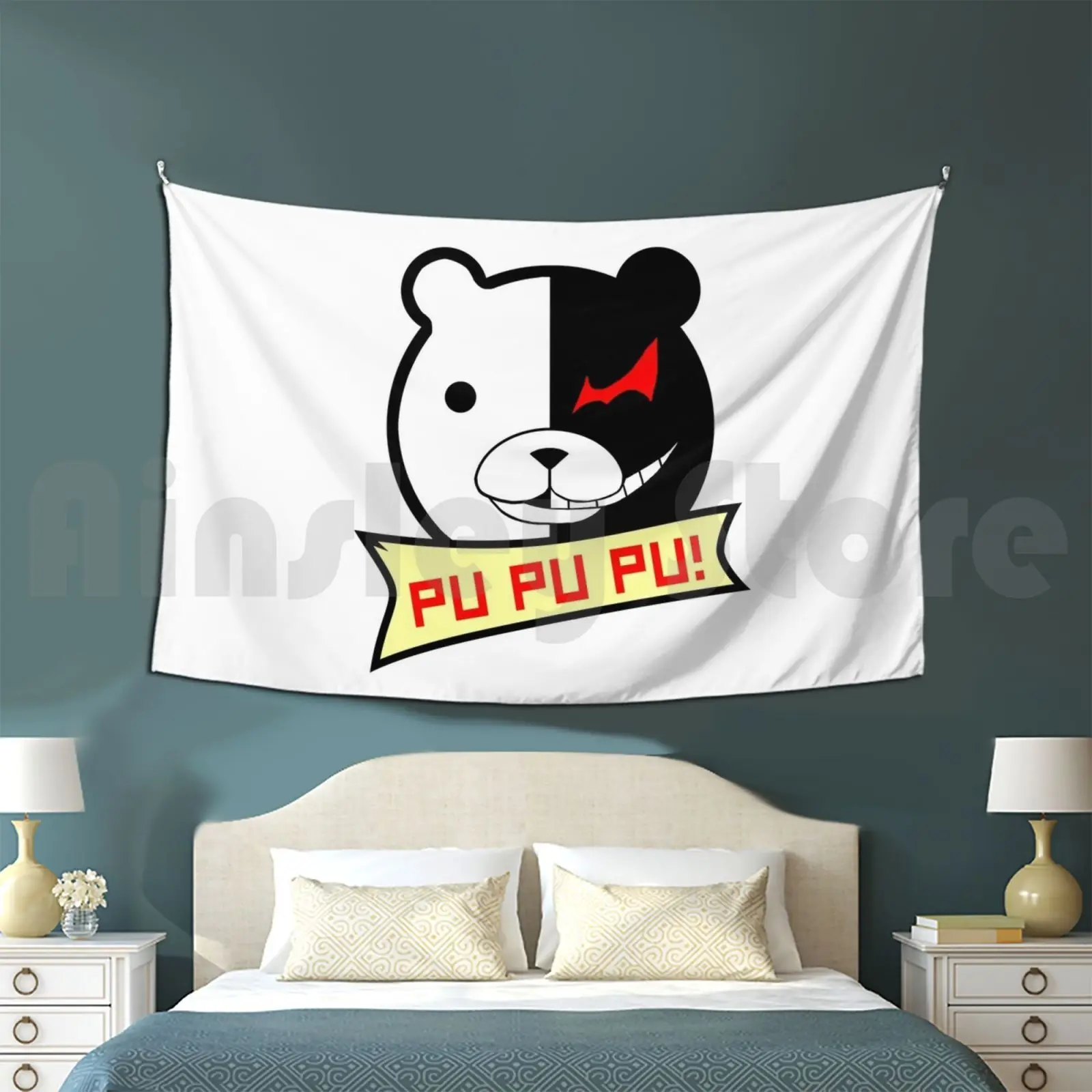 Monokuma Pu Pu Pu Tapestry Living Room Bedroom Monokuma Mono Bear Super Dangan Ronpa Super Danganronpa Super