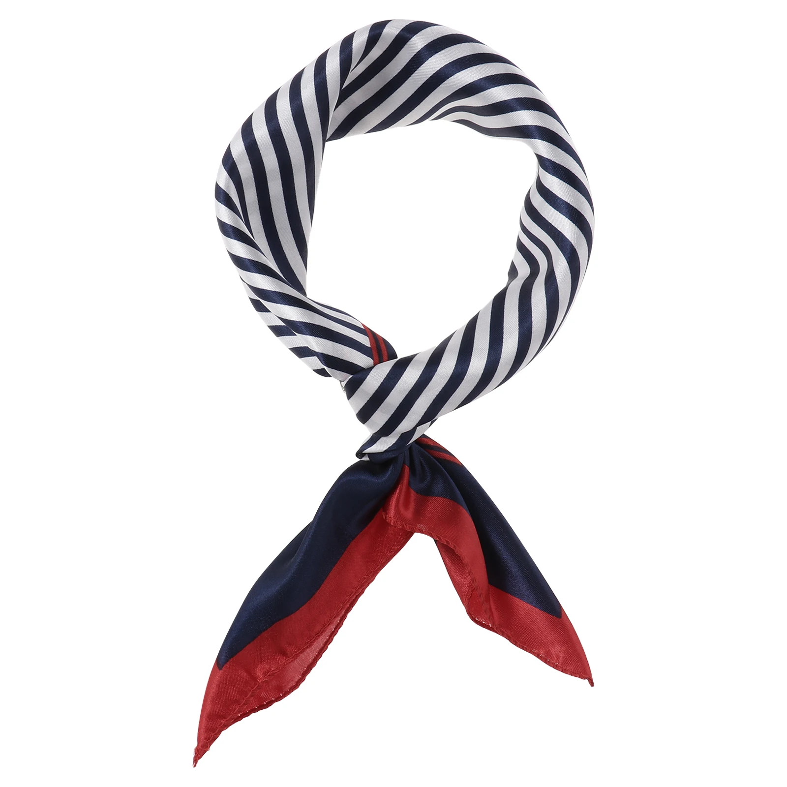 Women Business Wear Stewardess Cosplay Striped Satin Small Square Scarf with Carnival Party Navy Sailor Cap Captain Police Hat