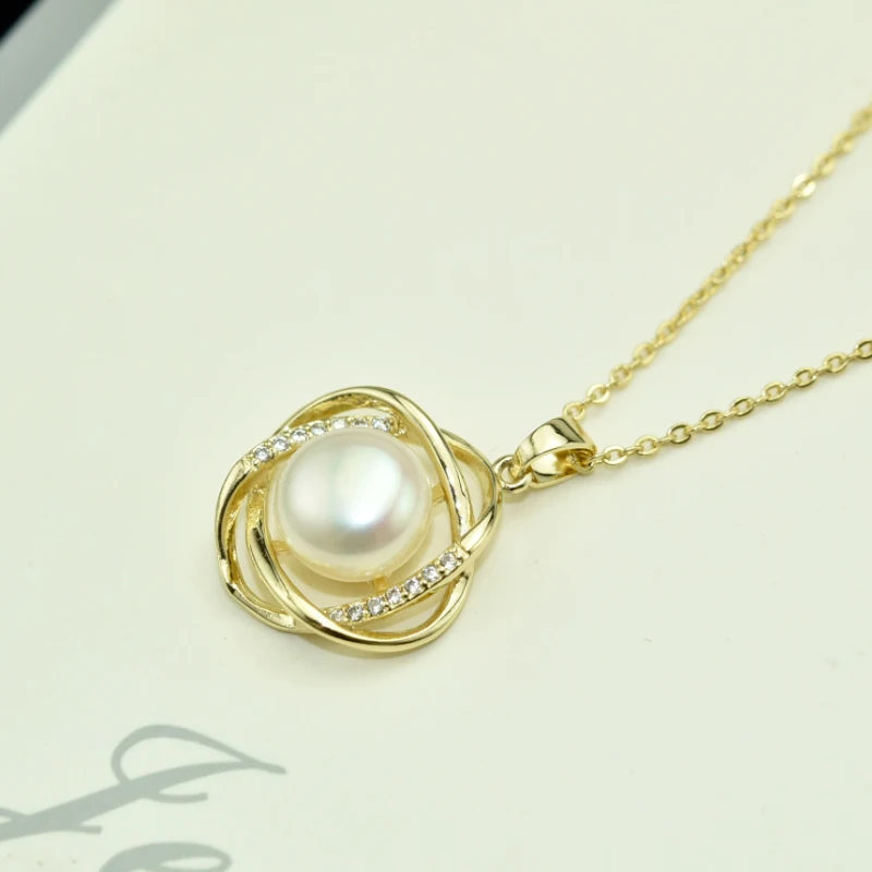 ZHBORUIN Gold Pearl Necklace 925 Sterling Silver Jewelry 100% Real Pearl Simple Choker Necklace Pendant Accessories Wholesale