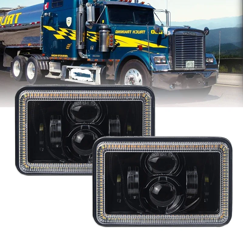 

DOT 4X6 LED For Peterbilt Rectangular Headlights 379 378 357 4x6 INCH LED Sealed Beam Projector Truck Headlights Hi Low Beam