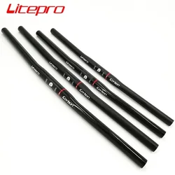 Litepro 25.4mm * 540mm 580mm Bicycle Carbon Fiber Handlebar Ultralight Horizontal Handlebar Folding Bike Accessories Cycling