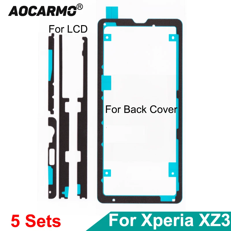 Aocarmo 5Pcs Back Door Battery Rear Cover Sticker Glue Waterproof Adhesive For SONY Xperia XZ3 SOV39 H9493 H8416 H9436 6.0