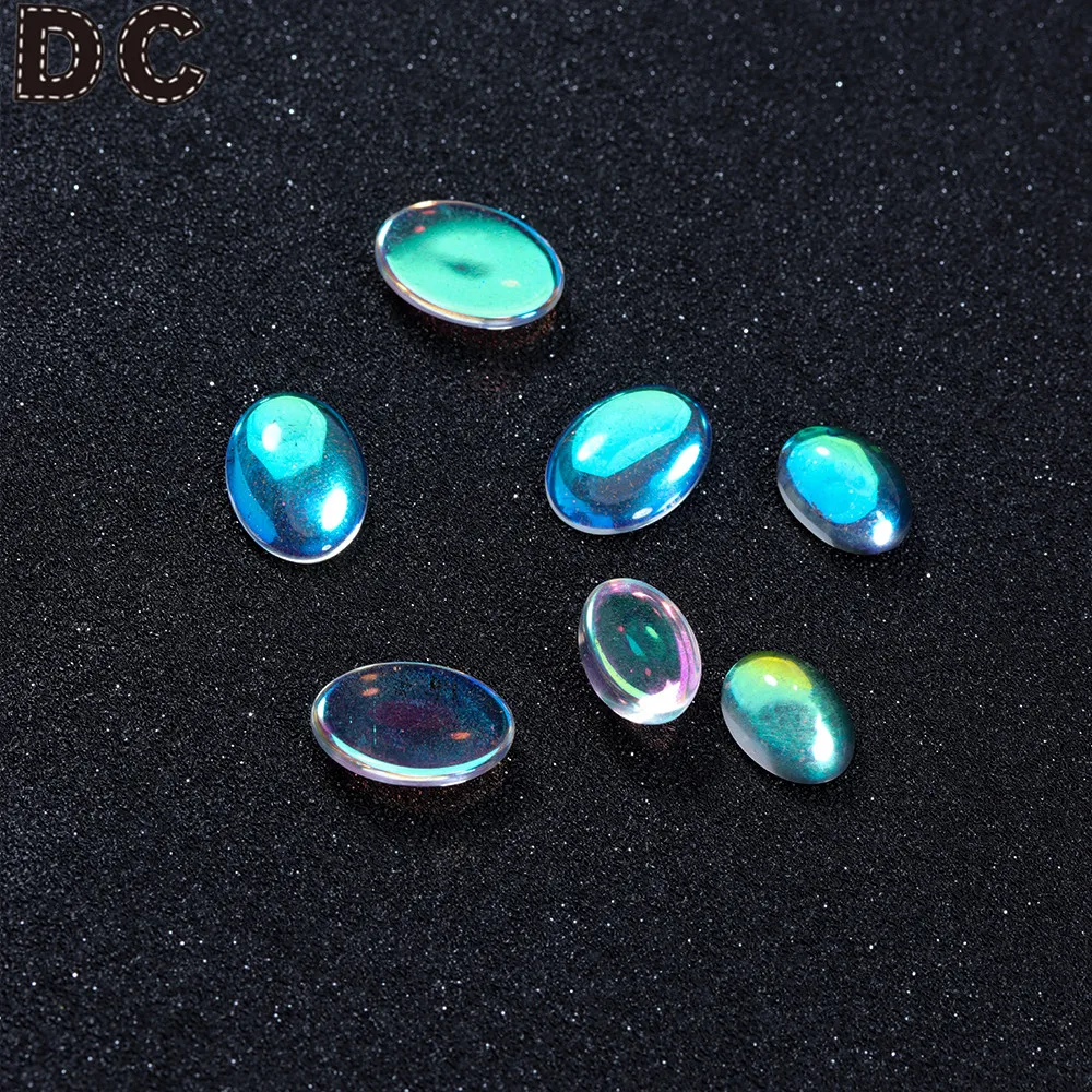 10pcs/lot Dia 6-20mm AB-Colorful Glass Cabochon Transparent Flat Cabochon Fit Blank Ring Pendant Tray For DIY Jewelry Making