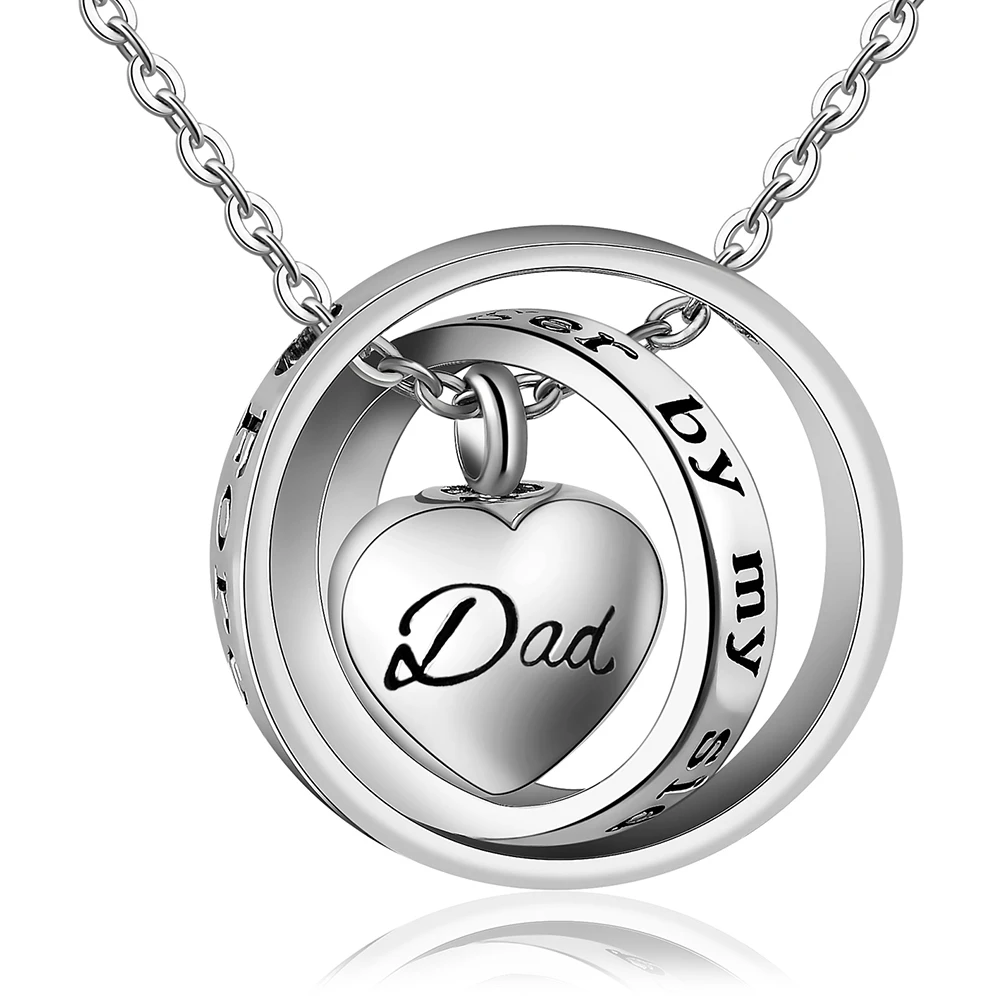 Stainless Steel Cremation Jewelry No Longer by My Side, Forever in My Heart Carved Locket Memorial Necklace Keepsake Urn Pendant