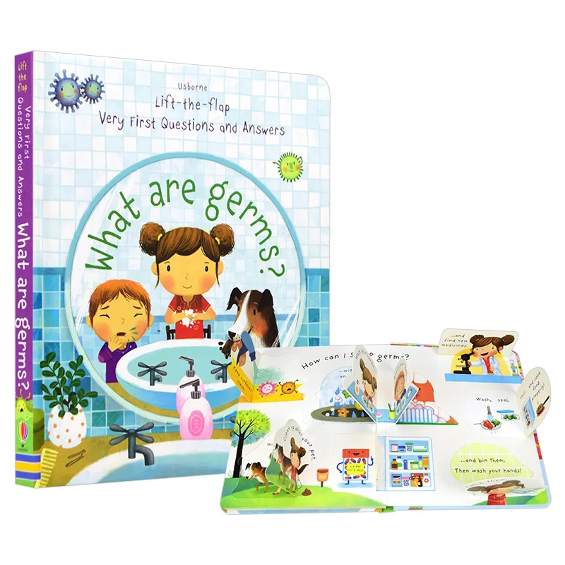 

Usborne Lift the Flap What Are Germs English 3D Picture Books Baby Children Biology Knowledge Paperboard Book