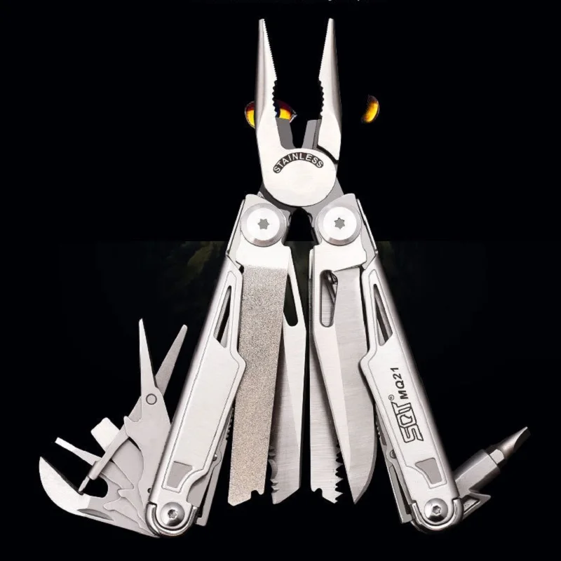 Splitman SQT MQ-21 Multiltool Folding Knife Plier 19 in 1 EDC Camping Suvival Multi-function Tools Mini Scissors Screwdriver Saw