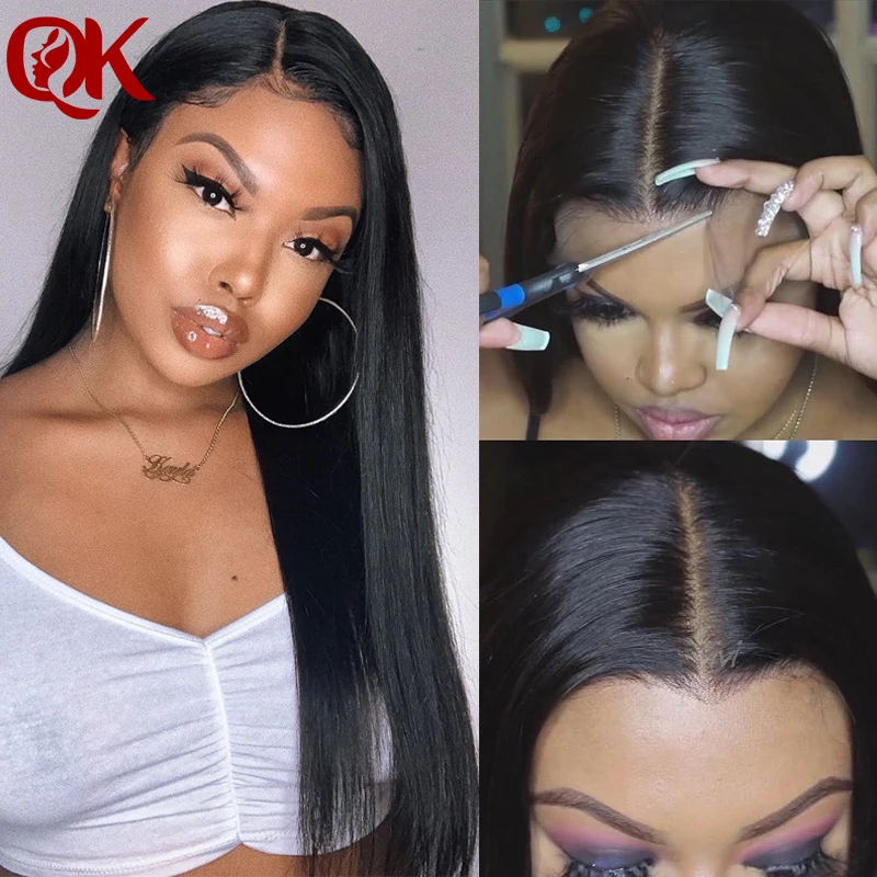 QueenKing Transparent Lace Wigs Human Hair Wigs 13x6 Lace Front Wig Skin Melt Lace Front Human Hair Wigs For Black Women Remy