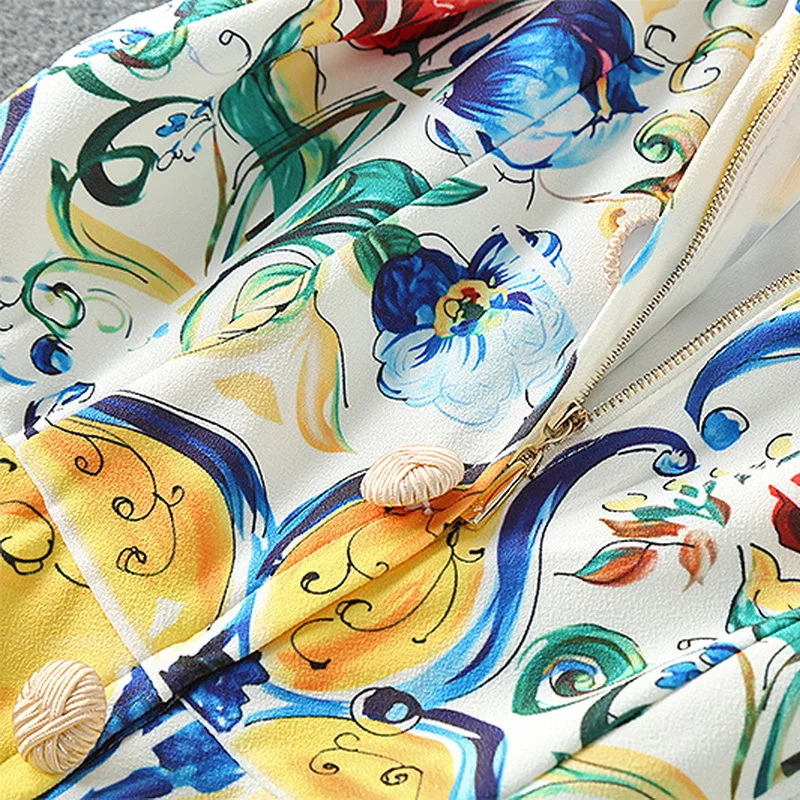 Luxury Designer Women\'s Midi Dress 2025 - Multicolor Floral Print Summer Dress for Beach  Vacation Elegant Sleeveless A-Line