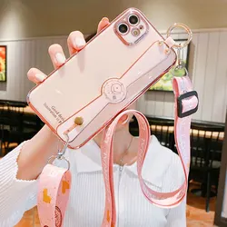 Shoulder Wrist Strap Bracket Soft Case For Redmi 9C NFC 9i 9A Xiaomi Redmi Note 9 9s 10s 8 7 A 10 Pro 9T Lite Cover Luxury Capa