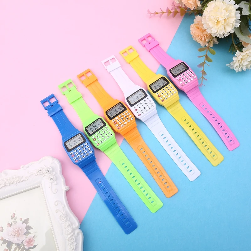 Children Electronic Calculator Silicone Date Multi-Purpose Keypad Wrist Watch 667C