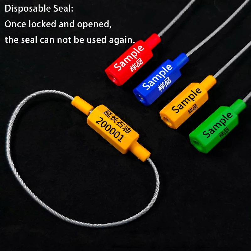 10pcs Disposable Bolt Type Steel Wire Lead Seal Container Seals Anti-theft Lockout Logistics Truck Seal Serial Number 25cm