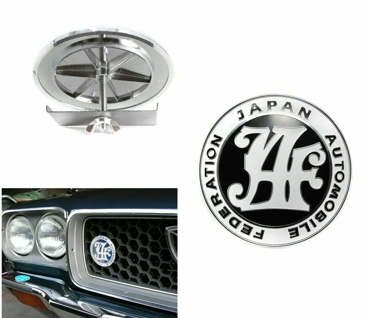 10pcs Black JAF Logo Japan Automobile Federation JDM Car Grille Emblems Badge