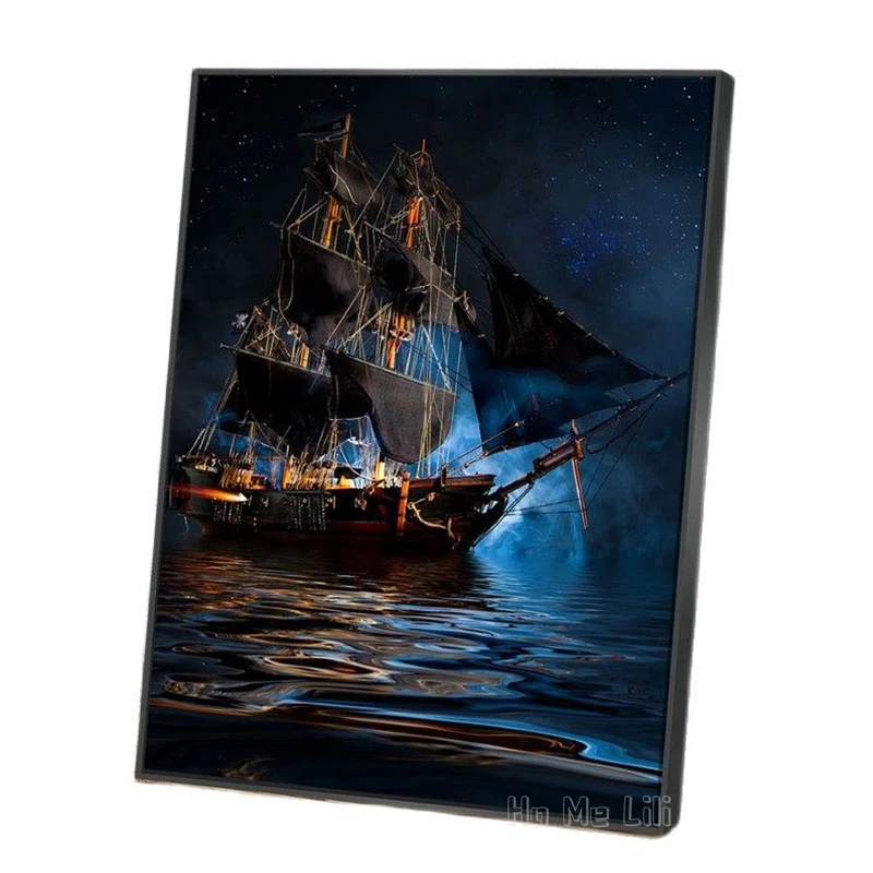 Pirate Ship Dark Sea Battle Canvas Wall Art For Living Room Bedroom Home Decor