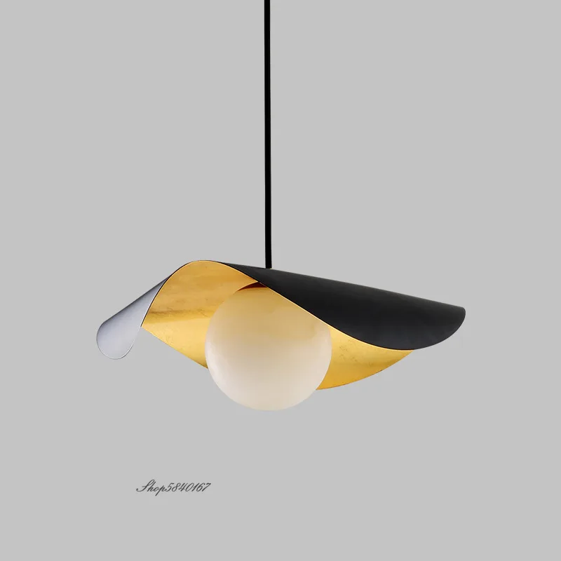 Imagem -03 - Nordic Designer Pendant Lights Folha de Lótus Preta Lâmpada Pendurada Lâmpadas de Bola de Vidro Decoração da Sala de Estar Mobília da Sala de Jantar Hanglamp