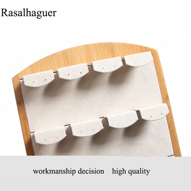 New Luxury Bamboo L/M Capacity Earrings Display Stand Rack Jewelley Display Holder Stand Velvet Jewelry Organizer Wholesale