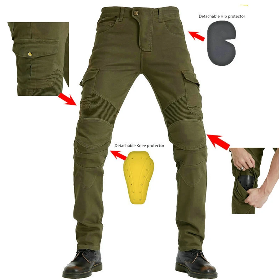 Brand New 4 Season Motorcycle Leisure Motocross Pants Outdoor Riding Jeans With Obscure Protective Equipment Knee Gear Hip Pads