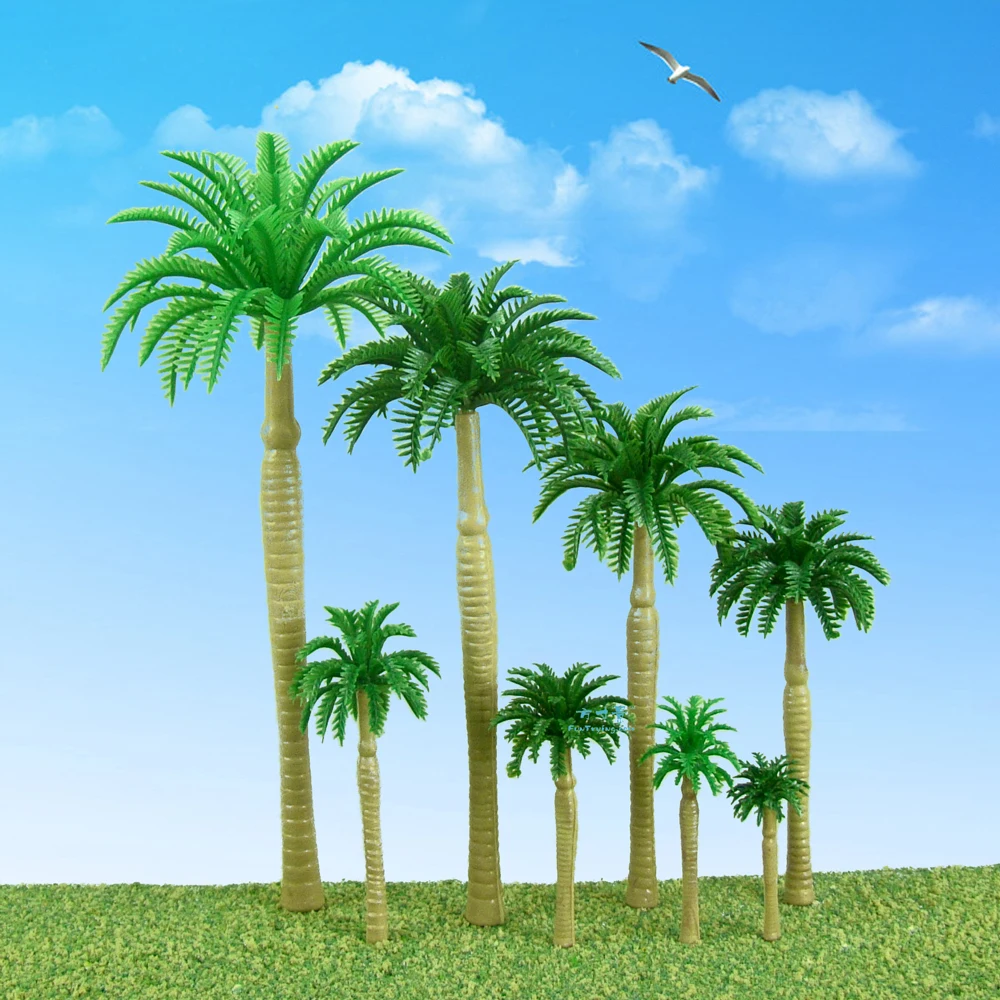 Plastic Coconut Palm Tree Model Rainforest Plant Pots Bonsai Craft Micro Landscape Diy Diorama Scenery Sand Table Garden Decor