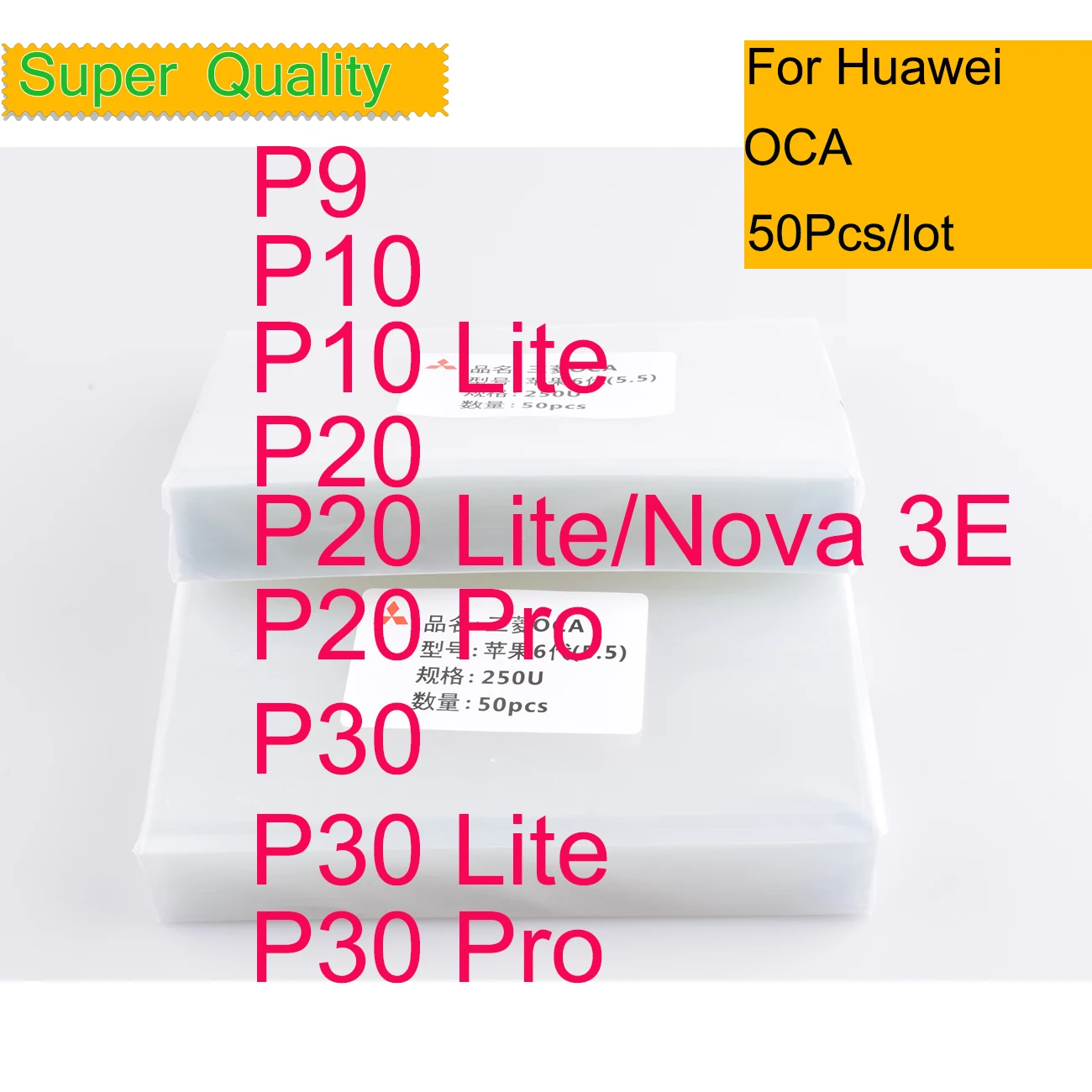 

50Pcs/Lot OCA Optical Clear Adhesive For Huawei P9 P10 P20 P30 P40 Lite Pro OCA Glue Touch Screen Film Laminating Repair