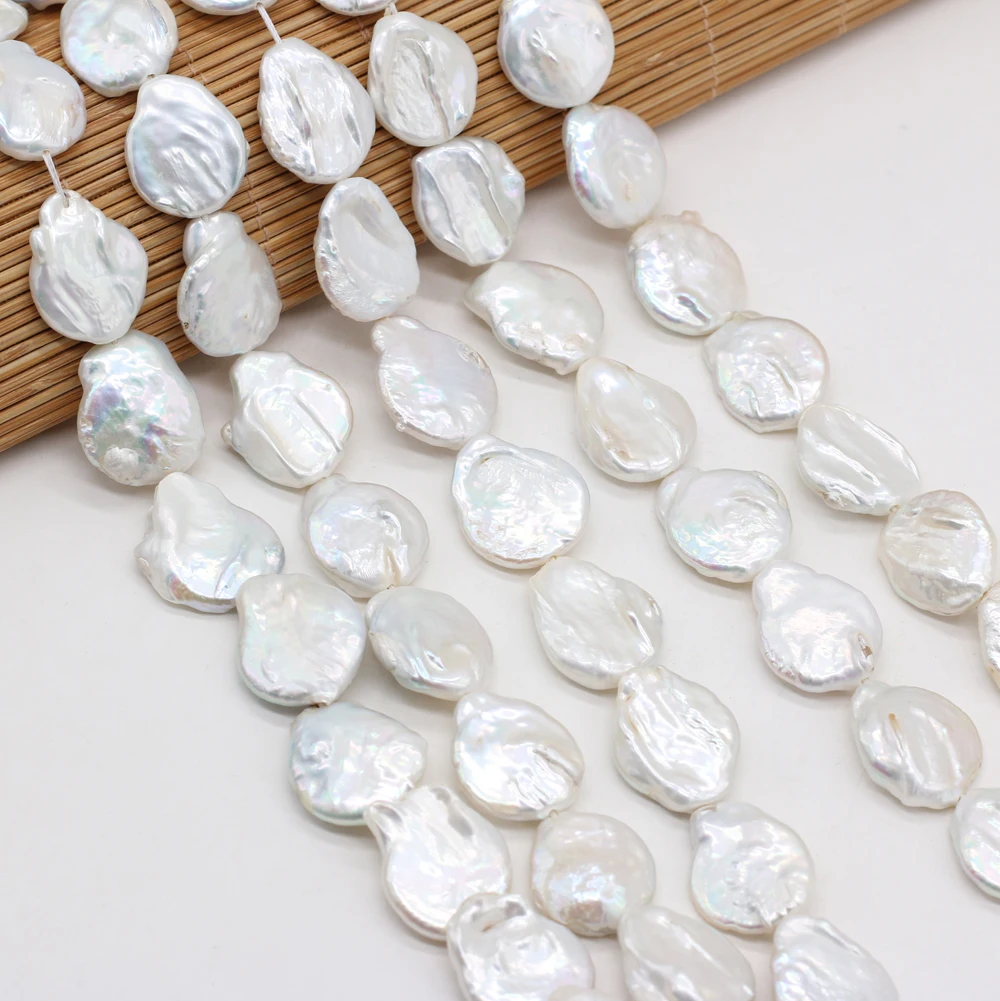 Natural Freshwater Pearls White Irregular Round Pearl Beads For Necklace Bracelet Accessories Jewelry Making DIY Size 16x17mm