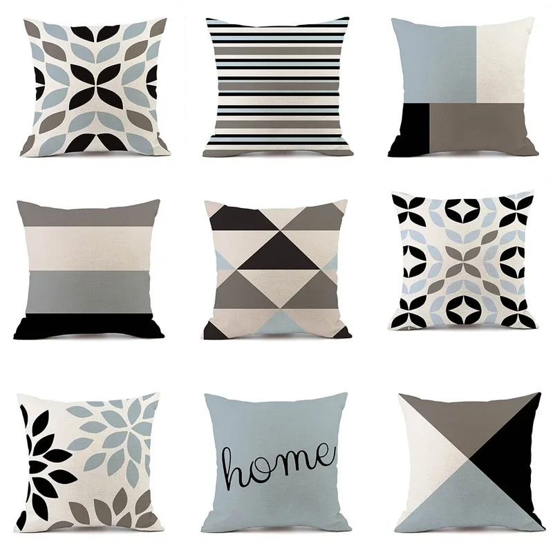 

Warm and Simple Geometric Light Color Home Cotton and Linen Pillow Case Car Pillow Couch Pillow Cushion DDD07