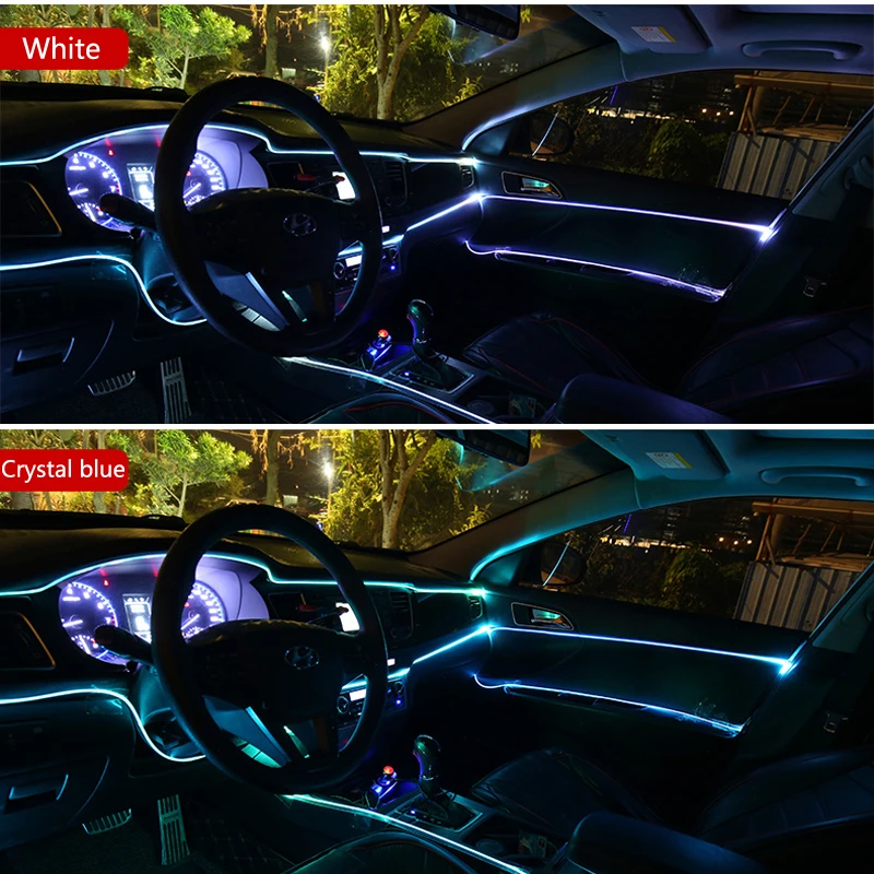 Car EL Wire Led Car Lights Neon LED lamp Rope Tube LED Strip For Volkswagen Polo Passat B6 BMW F10 F30 E60 Ford Focus 2 3 Fiesta