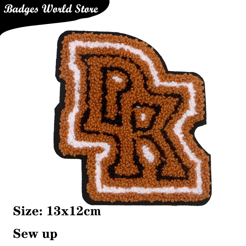 Letter PK Z R N A Number 9  Word Chenille Icon Towel Embroidery Applique Patches For Clothing DIY Iron on Badges on the Backpack