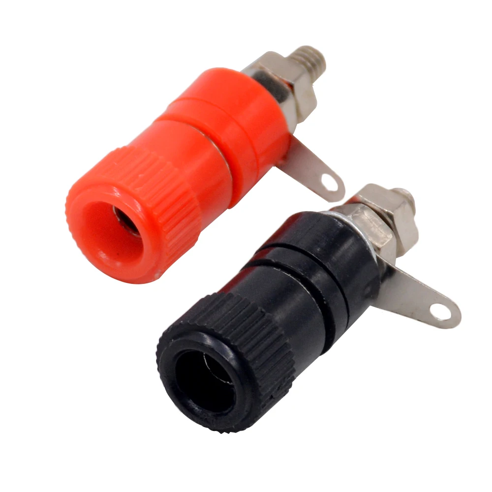 10 Pcs 4 Mm Banaan Socket Vernikkeld Binding Post Moer Banana Plug Jack Connector Rood Zwart
