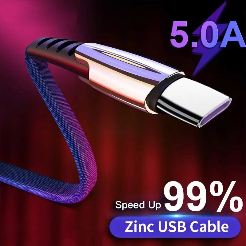 5A Zinc Alloy Braided Micro USB Type-C Cable Data Sync Fast Charging Cord For Huawei P40 P30 P20 Lite Honor 7S 7A 7C 8A 8S 10I