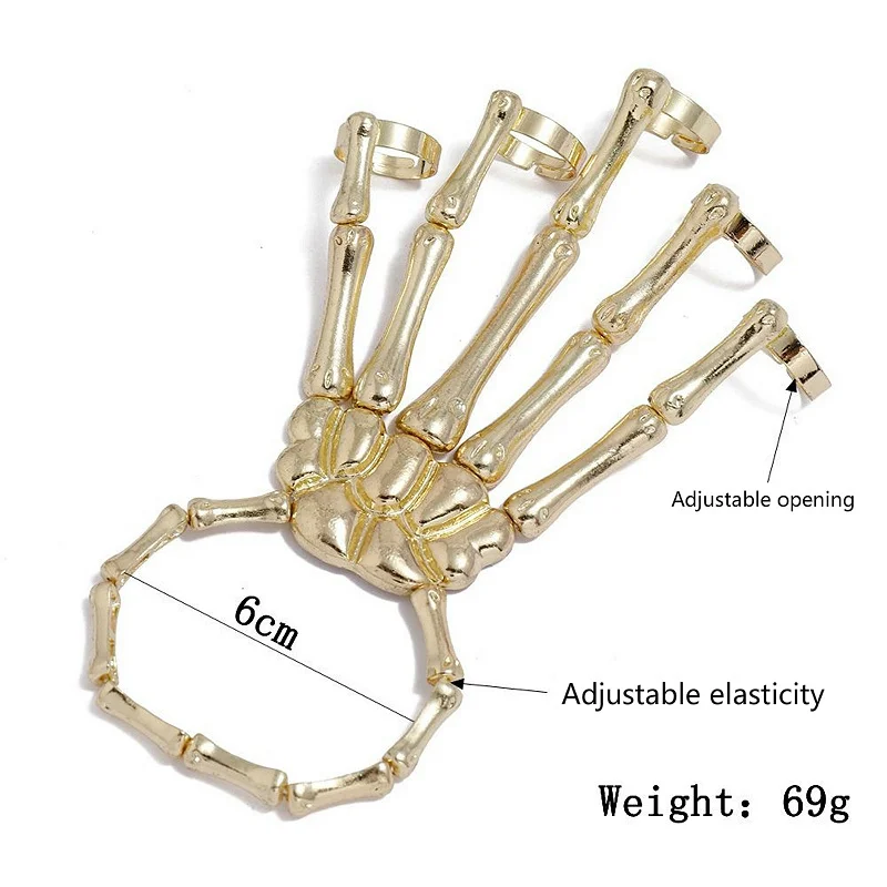 Gothic Punk Metal Skull Skeleton Bone Elasticity Adjustable Bracelet
