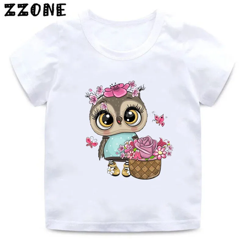 

2020 Summer Kids T shirt Cute Owl Cartoon Print Baby Boys T-Shirt Happy Birthday Funny Animal Children Girls Clothes,HKP5391