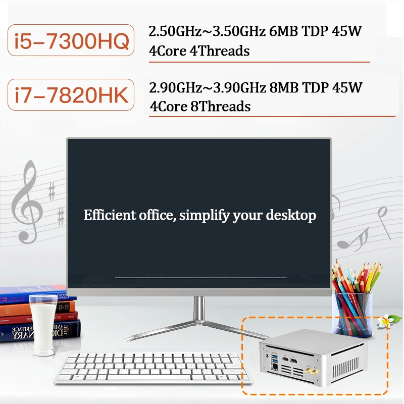 Мини-ПК IntelCore 7-го поколения i5 7300HQ/i7 7700HQ Intel UHD630 win10 4 ядра 8 потоков 2,4G + 5G + Bluetooth NUC Бесплатная доставка