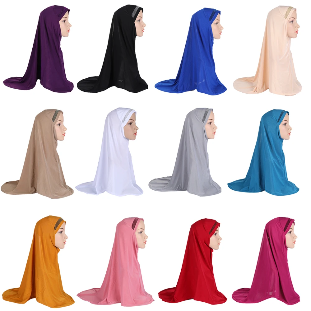 Pianura Sciarpa Donne Musulmane di Un Pezzo Amira Hijab Hijab Islamico Copertura Della Testa Dello Scialle Dell\'involucro Turbante Niqab Morbido